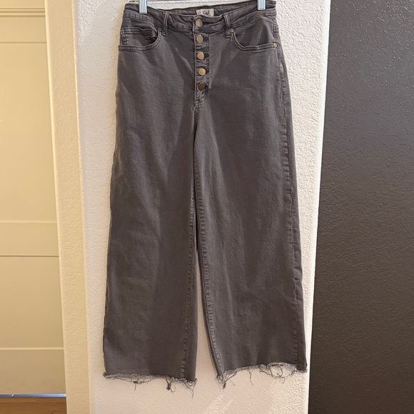 easel Denim - Easel Gray Button-Front Wide-Leg Jeans